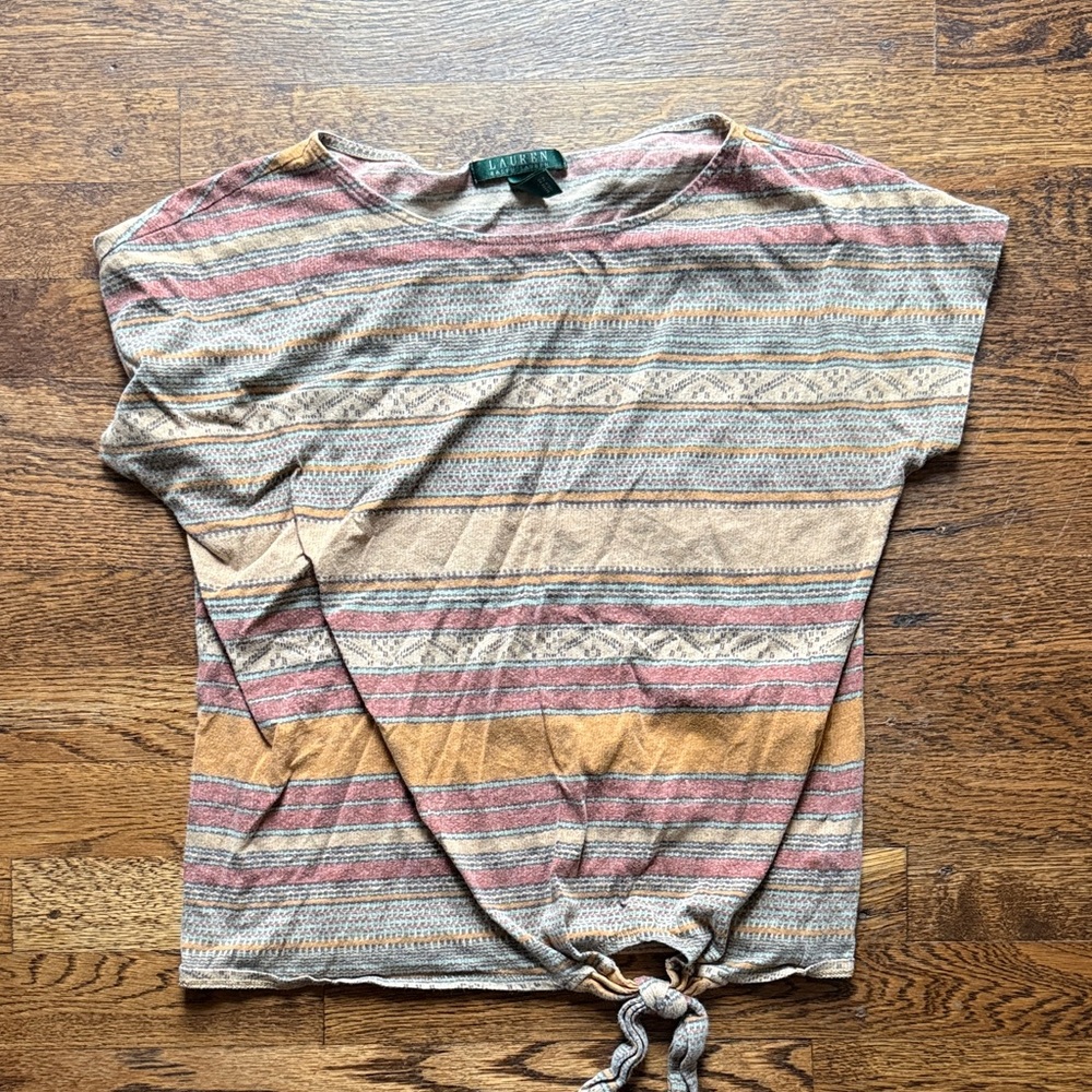 Ralph Lauren Multicolor Striped Knot-Front Tee